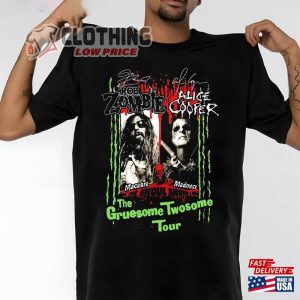 Lost In America Alice Cooper Shirt, Rob Zombie And Alice Cooper Shirt Vintage Tour 2023 Heavy Metal Rock Legend Classic Unisex T- Shirt, Alice Cooper Special Forces Merch