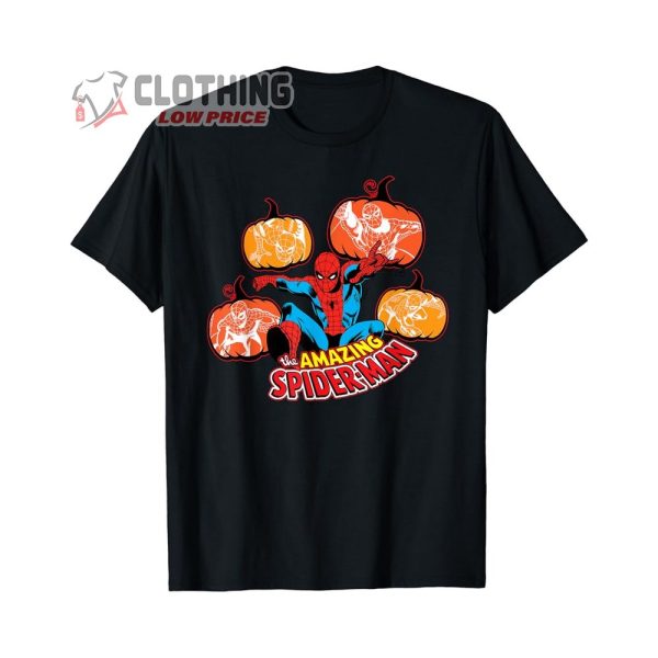 Marvel Amazing Spider Man Halloween Fall Pumpkins Merch spiderman halloween shirt Pumpkins Halloween T Shirt