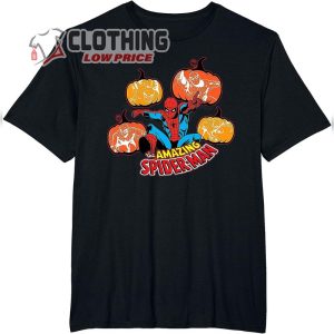 Marvel Amazing Spider Man Halloween Pumpkins Comic Art Spider man Halloween T Shirt3