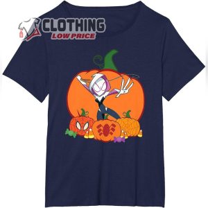 Marvel Spider-Gwen Ghost Spider Halloween with Pumpkins T-Shirt