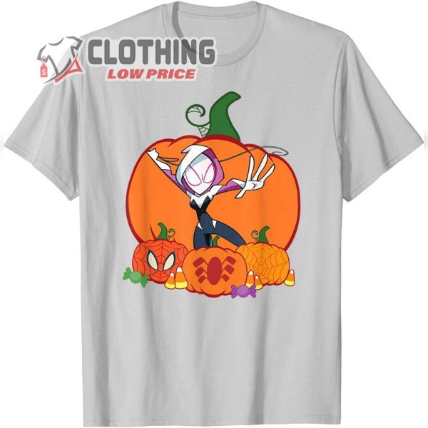 Marvel Spider-Gwen Ghost Spider Halloween with Pumpkins T-Shirt