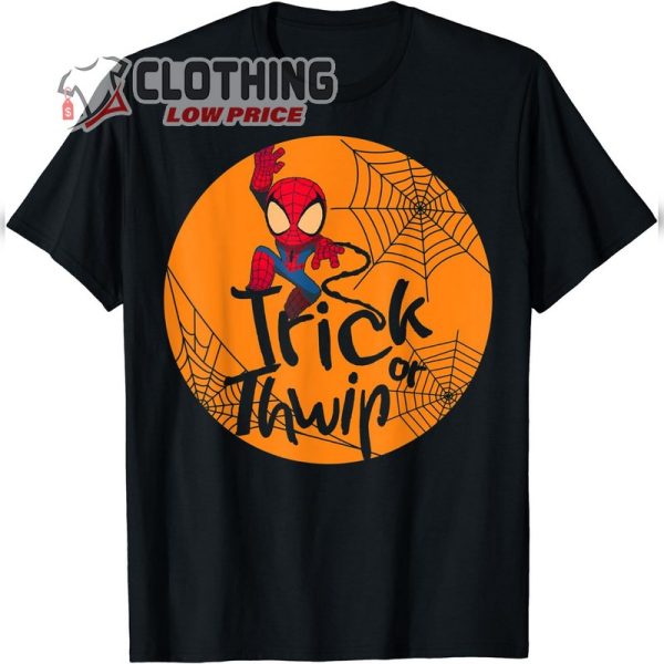 Marvel Spider-Man Trick Or Thwip Halloween T-Shirt, Spider-Man Halloween Moon Tee