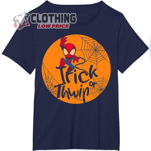 Marvel Spider-Man Trick Or Thwip Halloween T-Shirt, Spider-Man Halloween Moon Tee