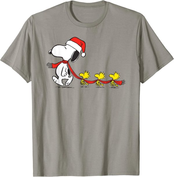 Merch Peanuts Snoopy and Woodstock Holiday Short Sleeve T Shirt