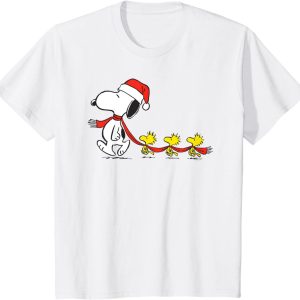 Merch Peanuts Snoopy and Woodstock Holiday Short Sleeve T Shirt3