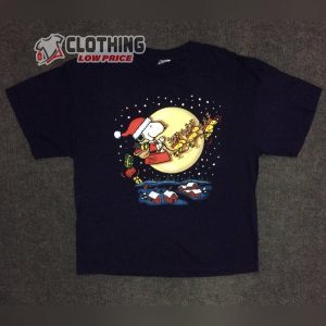 Merry Christmas Snoopy Santa Claus And Woodstock Reindeer Noel In The Sky T-Shirt, Christmas Gift Snoopy Shirt