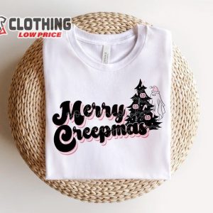 Merry Creepmas Fabric Shirt Sublimation, Boho Halloween Christmas, Cute Ghost Halloween Sweater