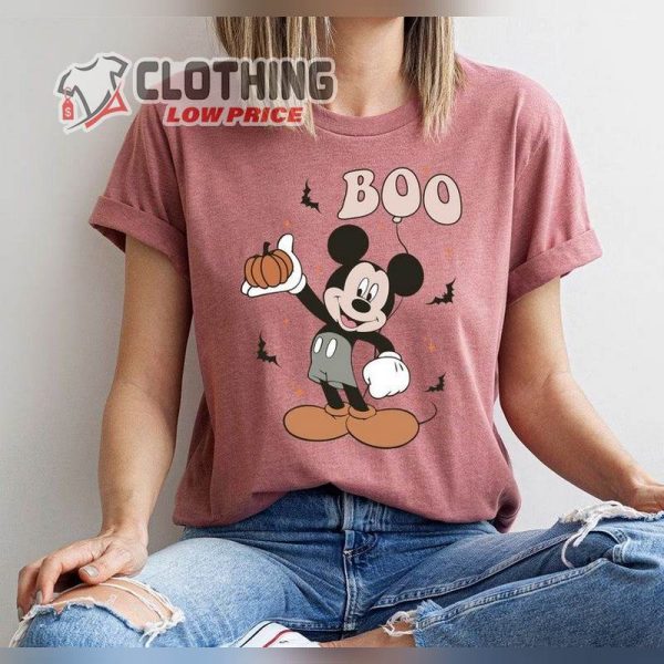 Mickey Halloween Disney Tees, Cute Pumpkin Spooky Season Outfits, Boo Crewneck Sweatshirt