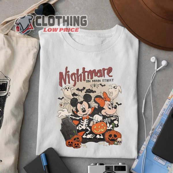 Mickey Minnie Halloween Shirt, Vintage Disney Halloween Comfort Colors T-shirt, Nightmare On The Main Streat Shirt, Halloween Pumpkin Shirt