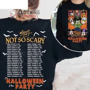 Mickey Not So Scary Halloween Party Merch, Mickey’s Halloween Party 2023 Shirt, Bats Moon And Mickey Happy Halloween 2023 Hoodie