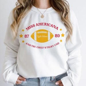 Miss American And The Chiefs Tight End Shirt,Taylor’S Version Football Merch, Taylor Swift Tee, Kansas City 87 89 Shirt