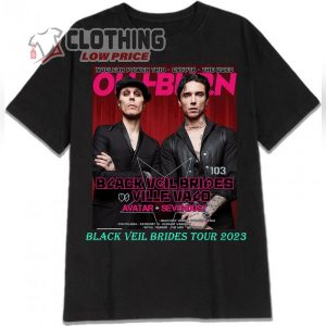 New Outburn Magazine Black Veil Brides Vs Ville Valo T- Shirt, Black Veil Brides Europe Tour 2023 Merch, Black Veil Brides Tour 2023 Setlist Merch