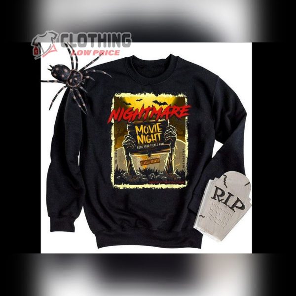 Nightmare Movie Halloween Night Poster Shirt, Book Ticket Now Halloween Nightmare Shirt, Horror Movie Shirt, Trick Or Treat Halloween Friends Tee