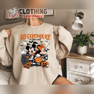 Nightmare On The Main Streat Shirt Mickey Minnie Halloween Shirts Disney Halloween T Shirt Halloween Pumpkin Disney Shirts1