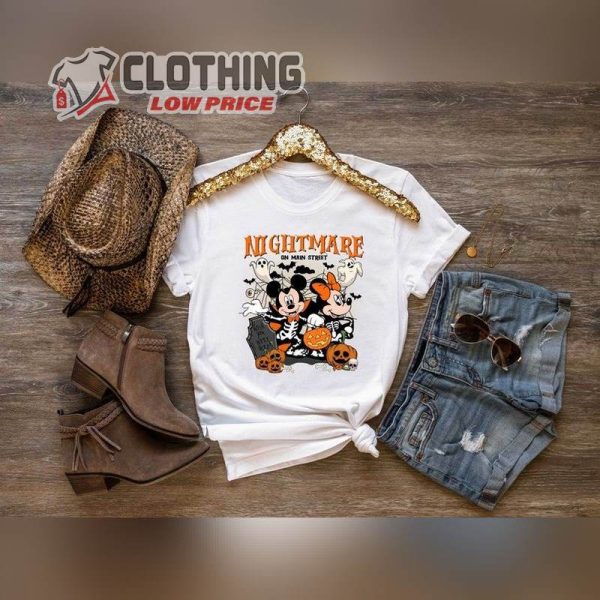 Nightmare On The Main Streat Shirt, Mickey Minnie Halloween Shirts, Disney Halloween T-Shirt,  Halloween Pumpkin, Disney Shirts