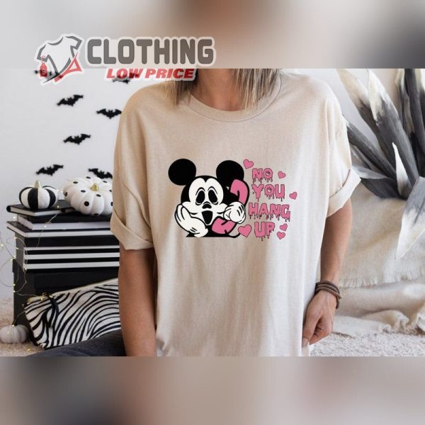 No You Hang Up Mickey Shirt, Disney Halloween Mickey Ghost Face Shirt, Cute Halloween Women’S Shirt