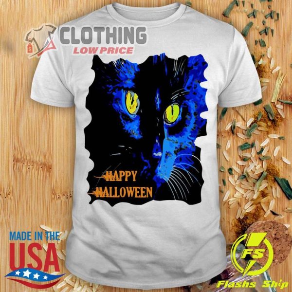 Official Happy Halloween Black Cat Hoodie, Cat Halloween Shirt, Halloween 2023 Trends Merch, Halloween Cat Shirt