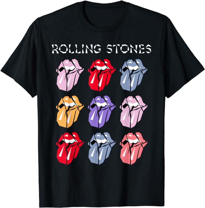 Official The Rolling Stones HD Multi Color Tongue T Shirt amazon