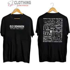 Old Dominion No Bad Vibes Tour 2023 Merch, Old Dominion 2023 Rock Band Shirt, So Much Thing As A Broken Heart T-Shirt