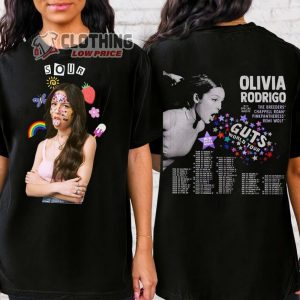 Olivia Rodrigo Guts Full Dates Tour 2024 Unisex T-Shirt, Olivia Rodrigo 2024 Concert Merch, Sour Shirt, Good 4U Shirt, Olivia Merch, Vintage Olivia Rodrigo Shirt