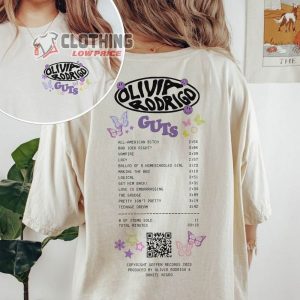 Olivia Rodrigo Guts Unisex T Shirt Olivia Rodrigo Album Tracklist Tee Olivia Rodrigo Album Merch Vampire Song Merch1