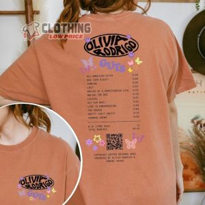 Olivia Rodrigo Guts Unisex T Shirt Olivia Rodrigo Album Tracklist Tee Olivia Rodrigo Album Merch Vampire Song Merch3