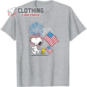 Peanuts Snoopy & Woodstock American Flags T-Shirt, Snoopy Woodstock America Tee