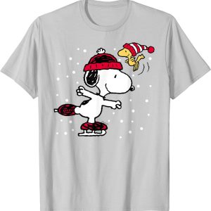 Peanuts Snoopy and Woodstock Skate Holiday Short Sleeve T-Shirt