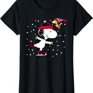 Peanuts Snoopy and Woodstock Skate Holiday Short Sleeve T Shirt2