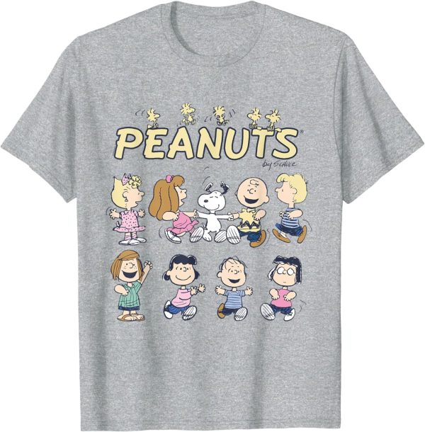 Peanuts Snoopy and friends dancing Tee,Woodstock Peanuts Friends Halloween Dance Sleeve T-Shirt