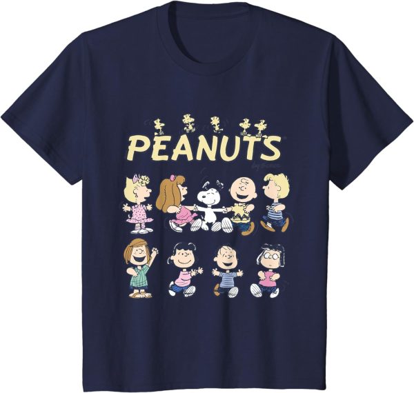 Peanuts Snoopy and friends dancing Tee,Woodstock Peanuts Friends Halloween Dance Sleeve T-Shirt