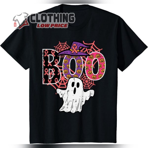 Pink Boo Spider Web Ghost Halloween Costume T-Shirt