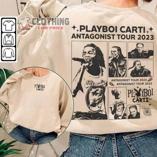 Playboi Carti Rap Shirt, Antagonist Tour 2023 Sweatshirt, Vintage Rapper Tee Shirt,  Playboi Carti Fan Gift