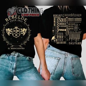 Rbd Soy Rebelde Tour 2023 Shirt, Soy Rebelde World Tour 2023 Rbd Setlist Shirt, Soy Rebelde Tour 2023 Merch