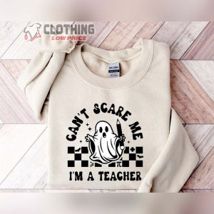 Retro Halloween Teacher Tee Teacher Halloween TShirts Spooky Teacher Shirts Kindergarten Teacher Tee You CanT Scare Me Im A Teacher Shirt