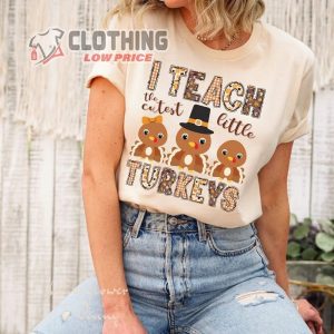 Retro Teacher Thanksgiving Shirt, Thankful Teacher Shirt, Teach Cutest Turkeys Tee, Thanksgiving Gifts For Teacher Merch
