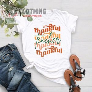 Retro Thanksgiving Teacher Shirt, Thankful Teacher Shirt, Fall Teacher Tee, Happy Thanksgiving Shirt, Thanksgiving Gifts For Teacher Shirt Merch