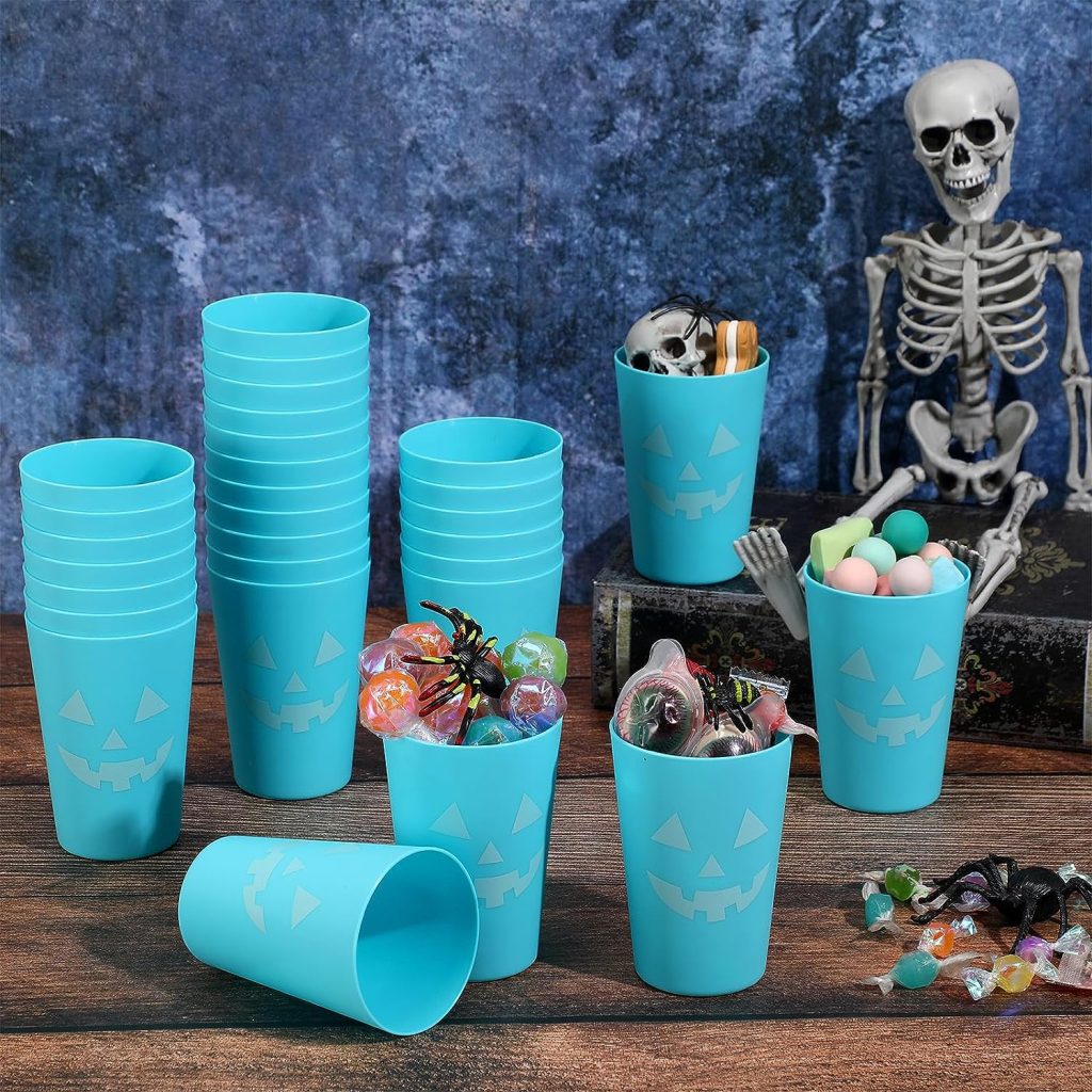Reusable Blue Pumpkin Plastic Halloween Party Cup amazon