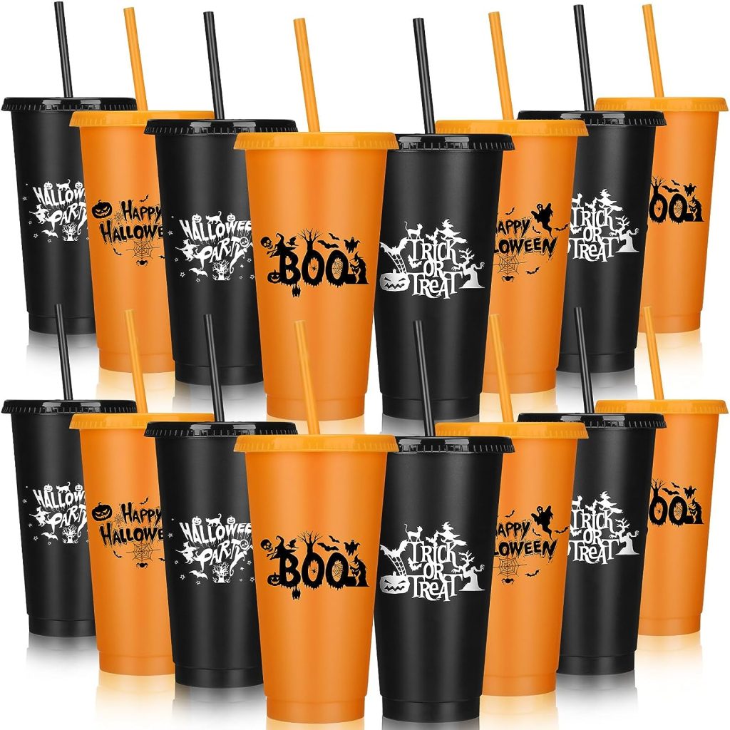 Reusable Plastic Halloween Mugs with Straw amazon