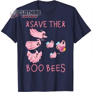 Save The Boo Bees Merch, Breast Cancer Halloween Shirt, Boo Bees Halloween 2023 T-Shirt