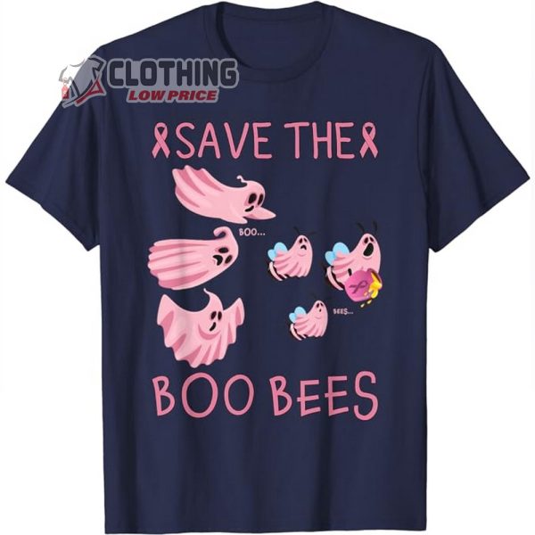 Save The Boo Bees Merch, Breast Cancer Halloween Shirt, Boo Bees Halloween 2023 T-Shirt