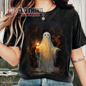 Scary Ghost Holding Candle Halloween Costumes Shirt