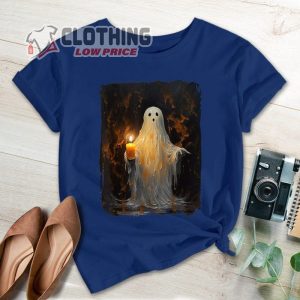 Scary Ghost Holding Candle Halloween Costumes Shirt