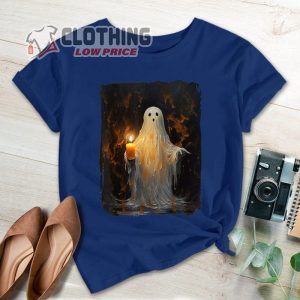 Scary Ghost Holding Candle Halloween Costumes Shirt 2