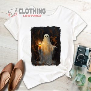 Scary Ghost Holding Candle Halloween Costumes Shirt 3