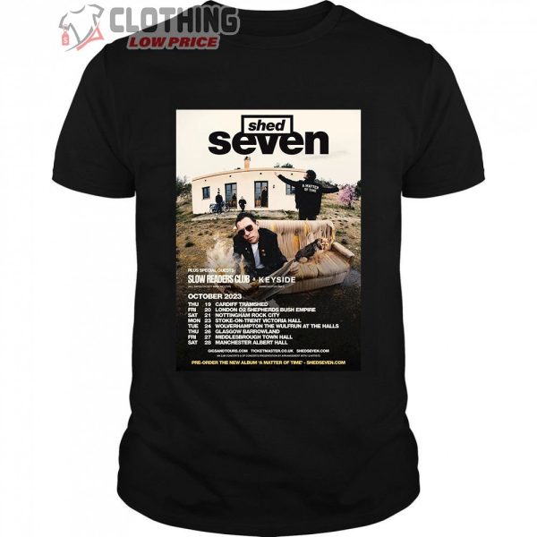 Shed Seven Tour 2023 Merch, Shed Seven Slow Readers Club Keyside Shirt, Shed Seven Tour Dates 2023 T-Shirt