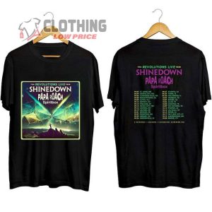 Shinedown Papa Roach 2023 T- Shirt, Shinedown The Revolutions Live Tour 2023 Png T- Shirt, Shinedown Tour Dates 2023 Merch