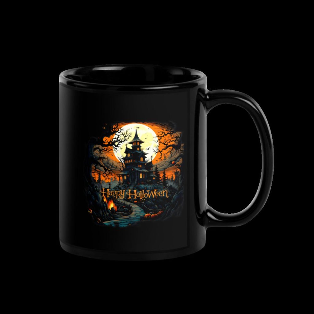 Shiny Black Halloween Mug Gift esty