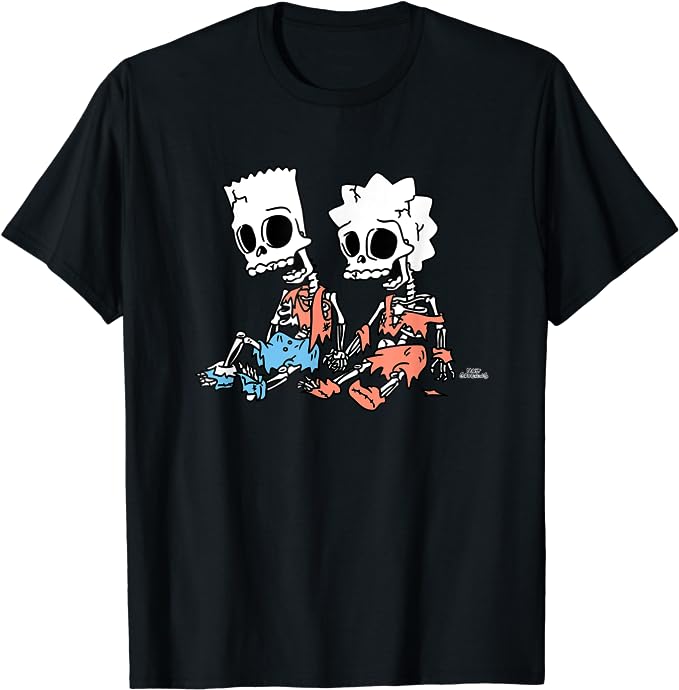 Simpsons Bart and Lisa Skeletons Halloween T Shirt amazon