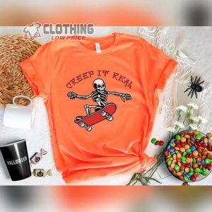 Skeleton Skateboarding Shirts, Creep It Real Shirt, Skull Shirt, Halloween Shirt, Skeleton Tee, Halloween Skeleton Shirt